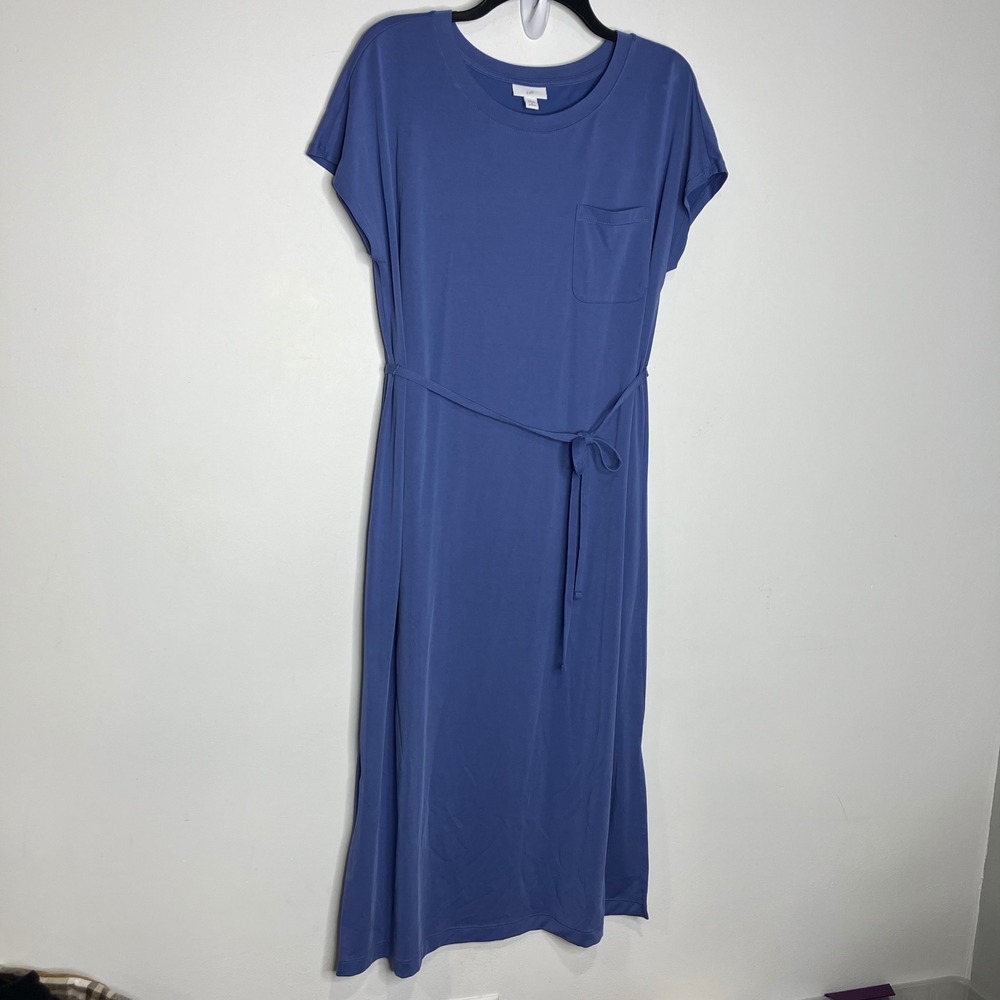 J. Jill t-shirt style dress waist tie side slits blue women's size medium Casual
